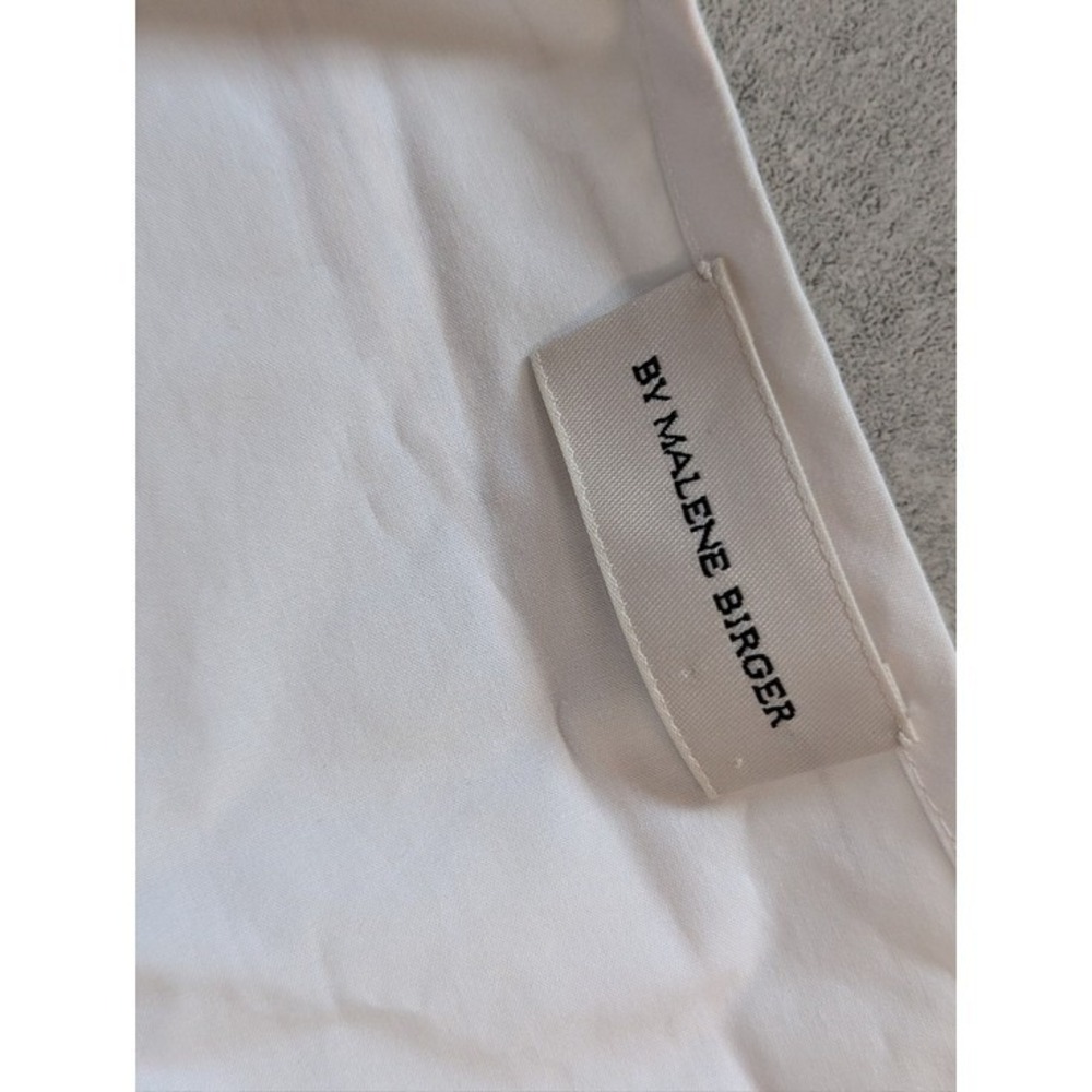 By Malene Birger Striped Ruched Sleeve Cotton Tunic Blouse White Tan Small 36 - Picture 4 of 13